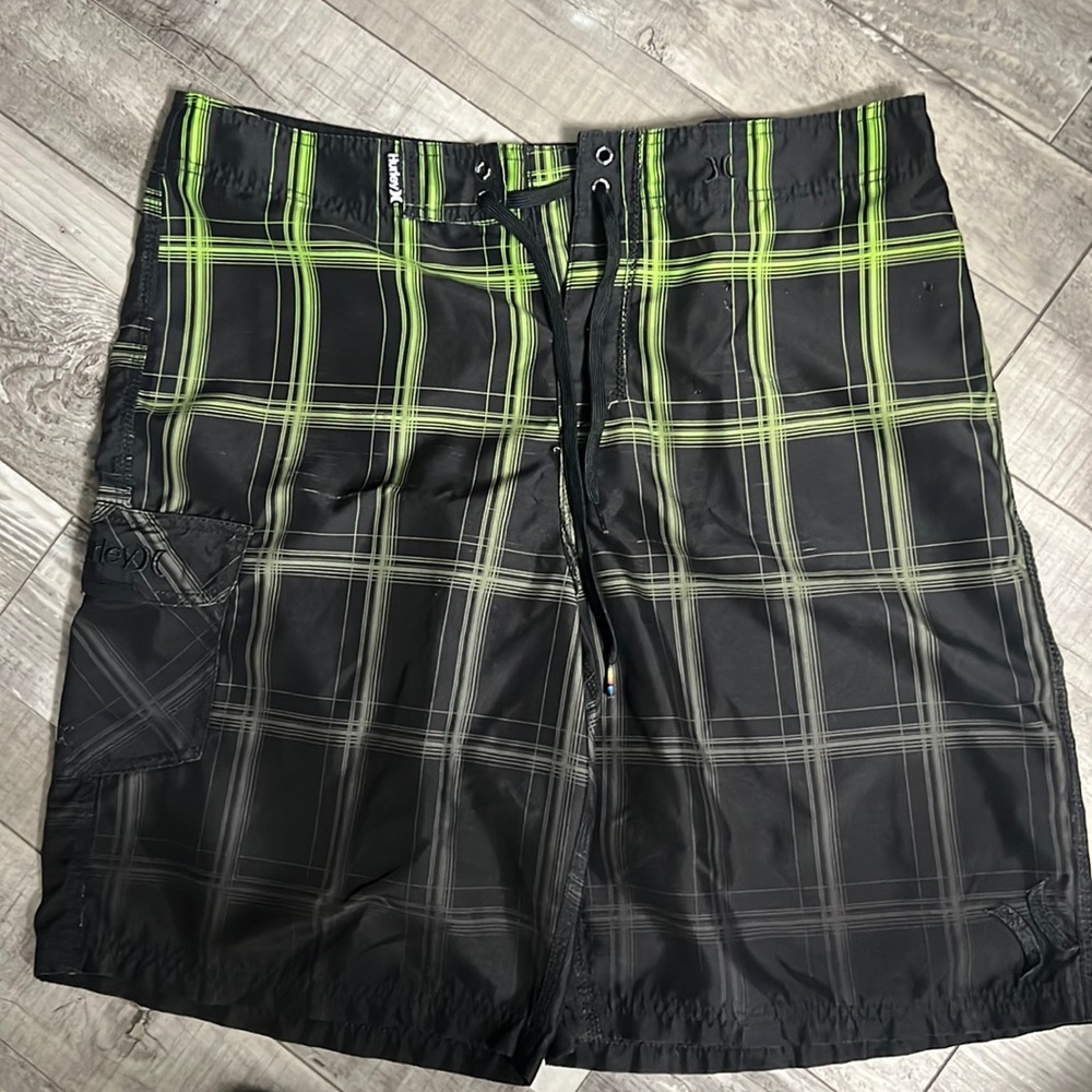 Hurley Swim Trunks Black Green W36